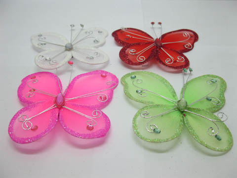 12 Glitter Butterfly Crafts Embellishments w/Magnetic Mixed - Click Image to Close