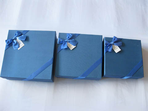 1Set 3in1 Cube Shape Navy Ribbon Gift Boxes Supplies - Click Image to Close