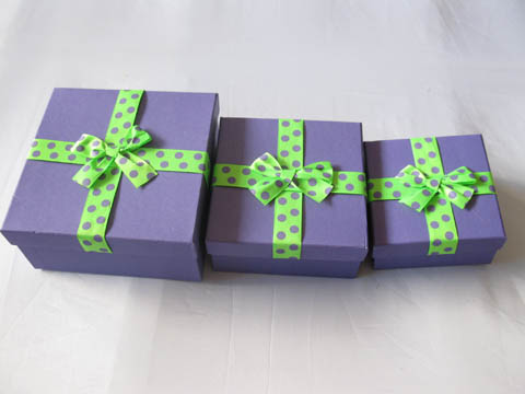 1Set 3in1 Polka Dotted Ribbon Gift Boxes - Purple - Click Image to Close