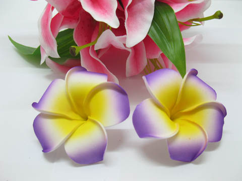 50 Purple Fabulous Foam Frangipani Flower 8x3.5cm - Click Image to Close