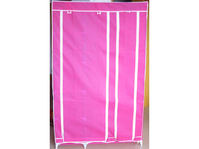 1X New 5-Shelves Storage Wardrobe w/Curtain Cover Hot Pink