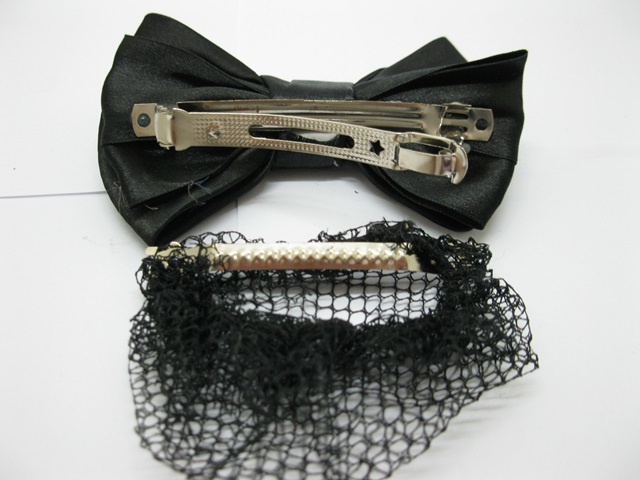 12Pcs Black Bowknot Hairclip with Hair Bun Net 12Pcs Black Bowknot Hairclip with Hair Bun Net