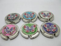 6Pcs Round Folding Hand Bag Holder Hook Hanger Mixed- Butterfly