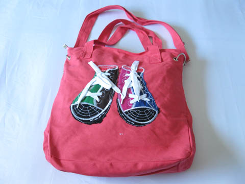 10Pcs New Pink Canvas Shoulder Bag Handbag Shoes In Front - Click Image to Close