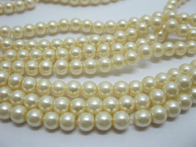 1600pcs Dark Ivory Glass Pearl Beads 6mm Dia. 1600pcs Dark Ivory Glass Pearl Beads 6mm Dia.