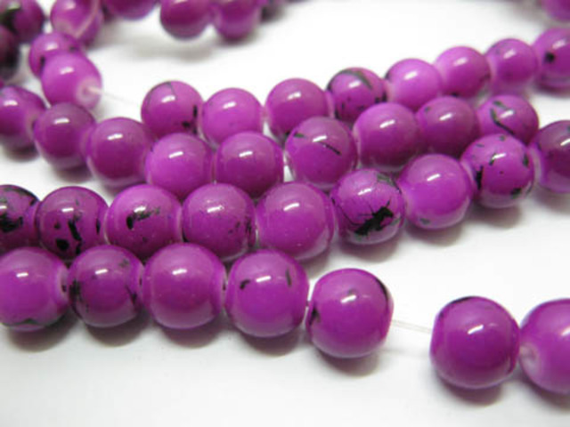 1Bag X 700pcs Purple Glass Beads 8mm Dia - Click Image to Close