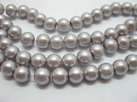 1Bag X 700pcs Glass Pearl Beads 8mm Dia.- Silver Grey - Click Image to Close