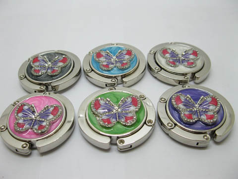 6Pcs Round Folding Hand Bag Holder Hook Hanger Mixed- Butterfly - Click Image to Close
