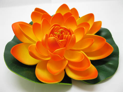 25 Floating 17cm Lotus Flower Ornament Wedding Decoration-Orange - Click Image to Close