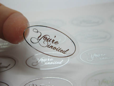 500X Silver You're Invited Envelope Sticker Seals Wedding Invita - Click Image to Close