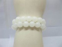 50 Fashion White Glass Bead 10mm Beaded Bracelets