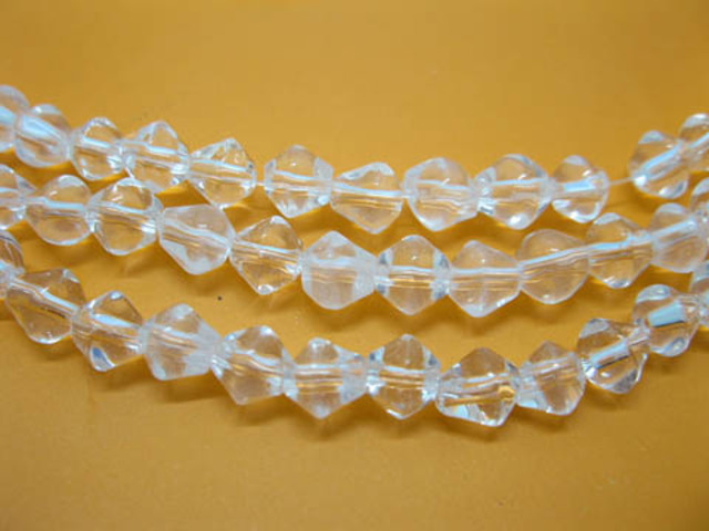 50 Strands X 50 Clear Bicone Glass Beads 6mm New - Click Image to Close