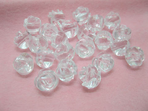 1Bag X 350Pcs Clear Rose Flower Shaped Beads 14mm - Click Image to Close