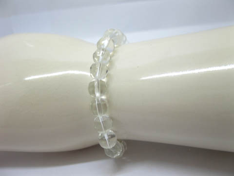 50 Fashion Clear Glass Bead 8mm Beaded Bracelets - Click Image to Close