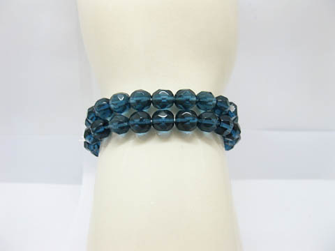 50 Fashion Blue Faceted Glass Bead 8mm Beaded Bracelets - Click Image to Close