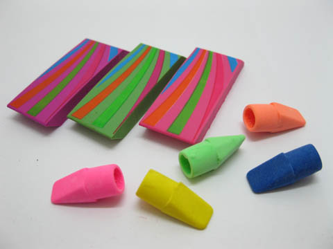 24Sheets X 21Pcs Novelty Shaped Erasers Mixed Colour - Click Image to Close