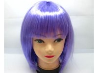 4Pcs Bobo Head Style Neat Bang Short Straight Cosplay Wig Purple