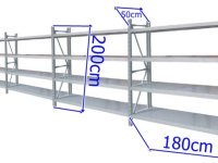 1X Long Span Shelving for Warehouse 200X50X180CM 4 Bay System