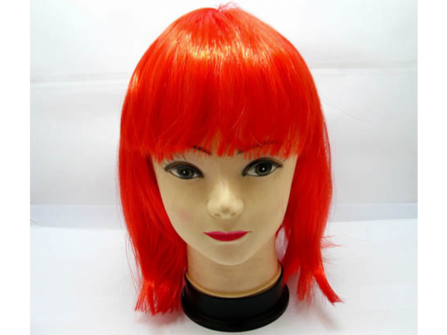 4Pcs Bobo Head Style Neat Bang Short Straight Cosplay Wig - Red
