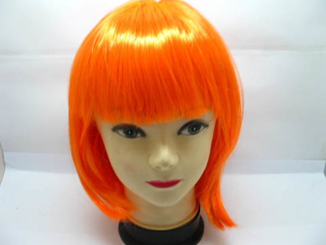 4Pcs Bobo Head Style Neat Bang Short Straight Cosplay Wig Orange - Click Image to Close