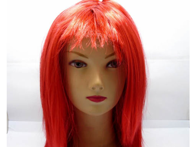 4Pcs Red Long Straight Cosplay Party Hair Wig 50cm