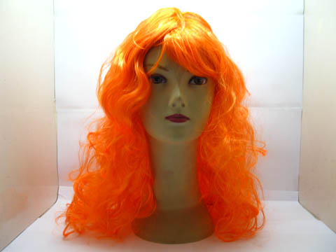 4Pcs Long Curly Wavy Cosplay Party Hair Wig - Orange - Click Image to Close