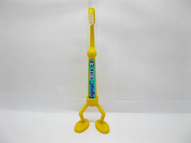 48Pcs Kid Yellow Clean Morning Toothbrushes with Stand Holder - Click Image to Close