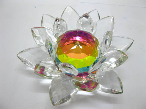 1Pc Stunning Colourful Crystal Lotus Flower Art Decor 12.8x5.2cm - Click Image to Close