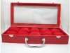 1X Red Watch Storage Display Case 10 Compartment with Handle 1X Red Watch Storage Display Case 10 Compartment with Handle