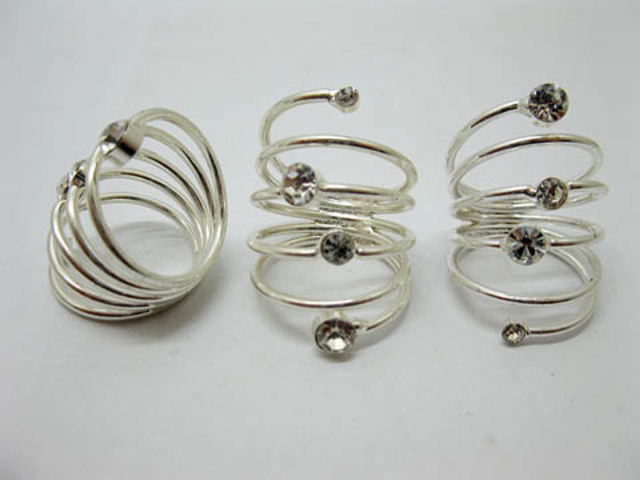100 Fashion Spiral Ring with Rhinestone 18mm Dia. 100 Fashion Spiral Ring with Rhinestone 18mm Dia.