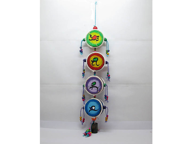 1X Dongba 4-Flat Drum Wind Chime Ornament 1X Dongba 4-Flat Drum Wind Chime Ornament