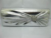 1X Silvery Leatherette Evening Handbag Wedding Clutch Bag 1X Silvery Leatherette Evening Handbag Wedding Clutch Bag