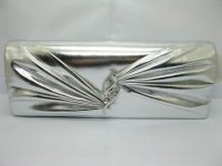 Pc Silvery Leatherette Pleated Evening Handbag Wedding Clutch Pc Silvery Leatherette Pleated Evening Handbag Wedding Clutch