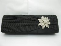 1Pc Black Satin Diamante Evening Handbag Wedding Clutch Bag 1Pc Black Satin Diamante Evening Handbag Wedding Clutch Bag