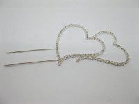 5Pc Silver Diamante Double Heart Wedding Cake Topper Decoration 5Pc Silver Diamante Double Heart Wedding Cake Topper Decoration