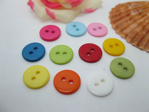 1000 Craft Button 2 Holes Craft Sewing 10mm Mixed Color - Click Image to Close