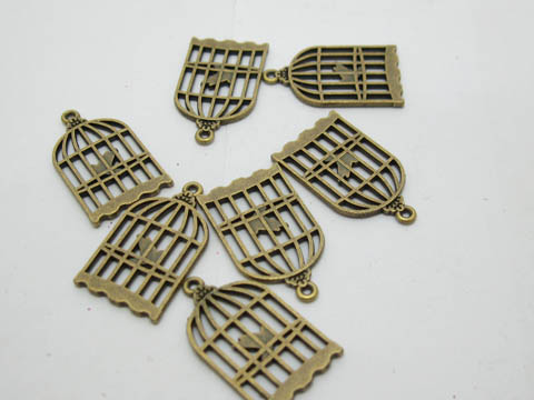 100Pcs Bird Cage Beads Pendants Charms Jewelry Finding 25x15x1mm - Click Image to Close
