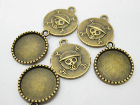 100Pcs Skull Pendant Blanks Base Charms Jewelry Finding - Click Image to Close