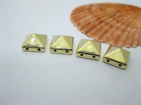 4x100 Golden Rock Punk Square Pyramid Spike Stud Beads 10mm - Click Image to Close