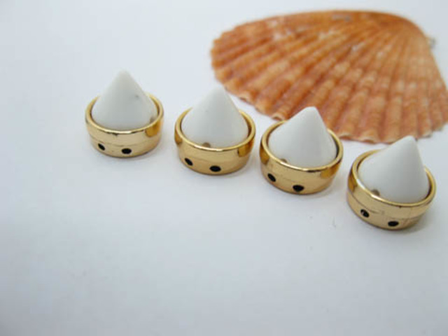 50 White Golden Rock Punk Spike Conical Stud Beads 10mm 50 White Golden Rock Punk Spike Conical Stud Beads 10mm