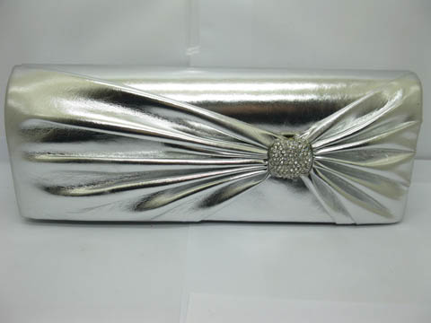 1X Silvery Leatherette Evening Handbag Wedding Clutch Bag - Click Image to Close