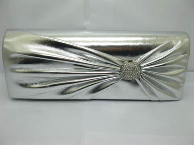 1X Silvery Leatherette Evening Handbag Wedding Clutch Bag 1X Silvery Leatherette Evening Handbag Wedding Clutch Bag