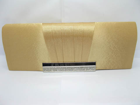 1Pc Golden Satin Evening Handbag Wedding Clutch Bag w/Rhinestone - Click Image to Close