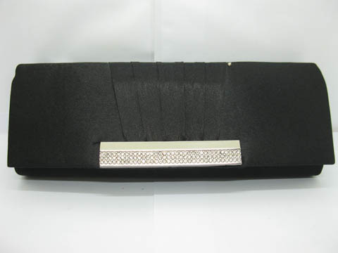 1Pc Black Satin Evening Handbag Wedding Clutch Bag w/Rhinestone - Click Image to Close