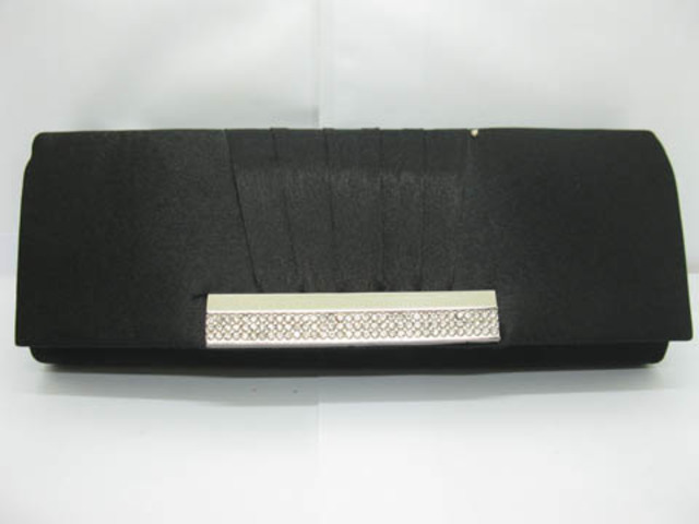1Pc Black Satin Evening Handbag Wedding Clutch Bag w/Rhinestone 1Pc Black Satin Evening Handbag Wedding Clutch Bag w/Rhinestone