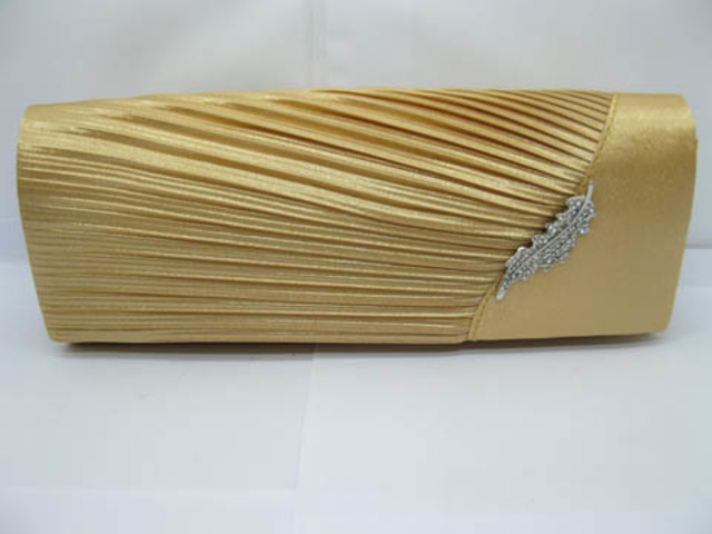 1Pc Golden Satin Stripe Evening Handbag Wedding Clutch Bag Leaf 1Pc Golden Satin Stripe Evening Handbag Wedding Clutch Bag Leaf