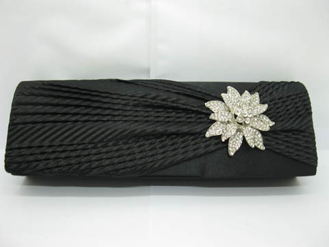 1Pc Black Satin Diamante Evening Handbag Wedding Clutch Bag - Click Image to Close