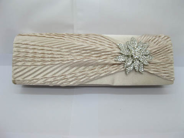 1X Khaki Satin Diamante Evening Handbag Wedding Clutch Bag 1X Khaki Satin Diamante Evening Handbag Wedding Clutch Bag