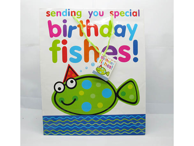 50Pcs "Birthday" Paper Gift Shopping Bags - Cartoon Fish 50Pcs "Birthday" Paper Gift Shopping Bags - Cartoon Fish