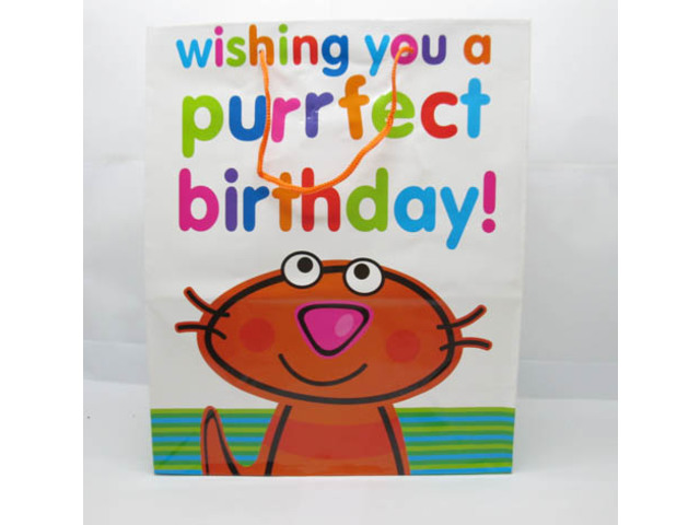 50Pcs "Birthday" Paper Gift Shopping Bags - Cartoon Cat 50Pcs "Birthday" Paper Gift Shopping Bags - Cartoon Cat